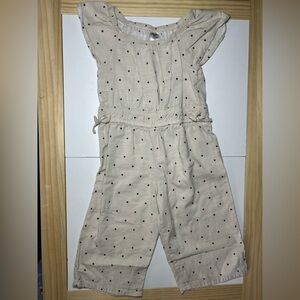 OshKosh B'gosh Cream Polka Dot Cap-Sleeve Jumpsuit
